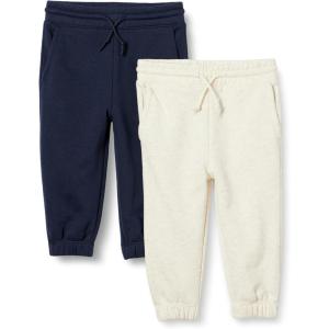 imageAmazon Essentials Boys and Toddlers Cotton Joggers Pack of 2Oatmeal HeatherNavy
