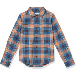 imageAmazon Essentials Boys and Toddlers Flannel Button Down ShirtBlue Orange Plaid