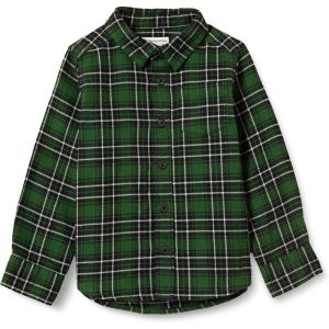 imageAmazon Essentials Boys and Toddlers Flannel Button Down ShirtGreen