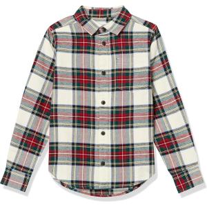 imageAmazon Essentials Boys and Toddlers Flannel Button Down ShirtGreen Red Plaid
