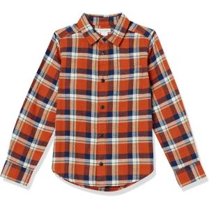 imageAmazon Essentials Boys and Toddlers Flannel Button Down ShirtNavy Orange Plaid