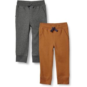 imageAmazon Essentials Boys and Toddlers Fleece Jogger Sweatpants MultipacksCharcoal HeatherLight Brown