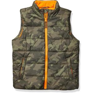 imageAmazon Essentials Boys and Toddlers Heavyweight Outerwear Puffer VestMilitary Green Camouflage