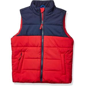 imageAmazon Essentials Boys and Toddlers Heavyweight Outerwear Puffer VestNavy Red Color Block