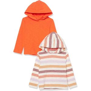 imageAmazon Essentials Boys and Toddlers Lightweight LongSleeve Hooded TShirt Pack of 2Beige StripeOrange