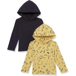 imageAmazon Essentials Boys and Toddlers Lightweight LongSleeve Hooded TShirt Pack of 2BlackYellow Outdoor Icons