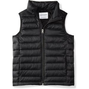 imageAmazon Essentials Boys and Toddlers Lightweight WaterResistant Packable Hooded Puffer VestBlack
