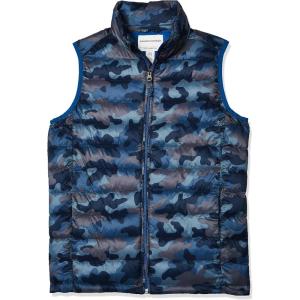 imageAmazon Essentials Boys and Toddlers Lightweight WaterResistant Packable Hooded Puffer VestBlue Camo