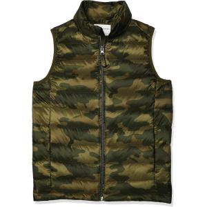 imageAmazon Essentials Boys and Toddlers Lightweight WaterResistant Packable Hooded Puffer VestGreen Camo
