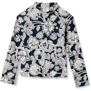 imageAmazon Essentials Boys and Toddlers Long Sleeve Rashguard TShirtNavy Folk Floral
