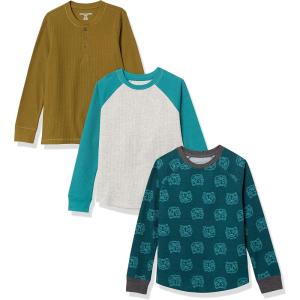 imageAmazon Essentials Boys and Toddlers LongSleeve Knit Thermal TShirt Pack of 3Dark Turquoise Green TigerGreyLight Olive