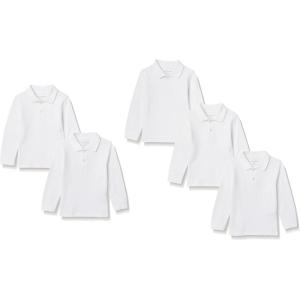 imageAmazon Essentials Boys and Toddlers LongSleeve Pique Polo Shirts MultipacksWhite