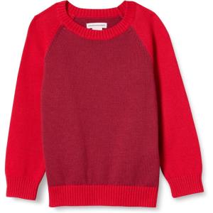 imageAmazon Essentials Boys and Toddlers Pullover Crewneck SweaterRed Color Block