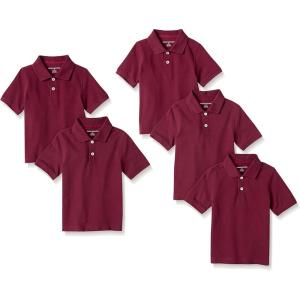 imageAmazon Essentials Boys and Toddlers ShortSleeve School Uniform Pique Polo Shirts MultipacksBurgundy