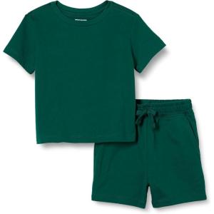 imageAmazon Essentials Boys and Toddlers TShirt and Shorts SetDark Green