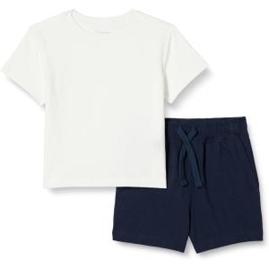 imageAmazon Essentials Boys and Toddlers TShirt and Shorts SetNavyWhite