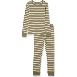 imageAmazon Essentials Boys and Toddlers Thermal Long Underwear SetOlive Stripe