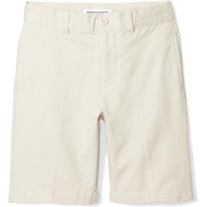 imageAmazon Essentials Boys and Toddlers Uniform Woven Chino FlatFront Shorts with Adjustable Waist MultipacksLight Khaki Brown