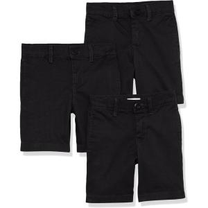 imageAmazon Essentials Boys and Toddlers Uniform Woven FlatFront Shorts Wrinkle Resistant Pack of 3Black