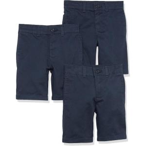 imageAmazon Essentials Boys and Toddlers Uniform Woven FlatFront Shorts Wrinkle Resistant Pack of 3Navy