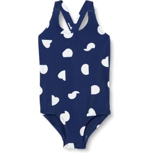 imageAmazon Essentials Girls and Toddlers CrossBack OnePiece SwimsuitDeep Blue Ivory Abstract Dots