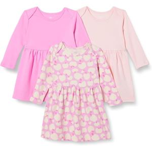 imageAmazon Essentials Toddlers and Baby Girls Cotton LongSleeve Dress Pack of 3PinkApples