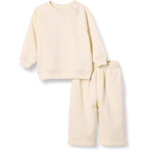 imageAmazon Essentials Unisex Babies French Terry Sweatshirt and Sweatpants Set Pack of 2Beige