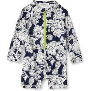 imageAmazon Essentials Unisex Babies LongSleeve OnePiece RashguardNavy Folk Floral