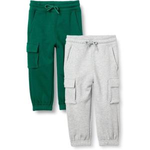 imageAmazon Essentials Unisex Kids and Toddlers Cargo Jogger MultipacksLight Grey HeatherDark Green