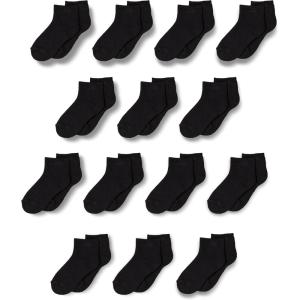 imageAmazon Essentials Unisex Kids and Toddlers Cotton Ankle Socks 14 PairsBlack