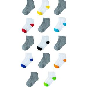 imageAmazon Essentials Unisex Kids and Toddlers Cotton Ankle Socks 14 PairsWhiteGrey