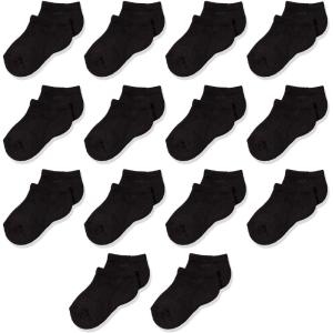 imageAmazon Essentials Unisex Kids and Toddlers Cotton Low Cut Cushioned Sock 14 PairsBlack