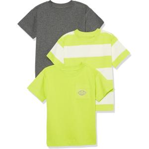 imageAmazon Essentials Unisex Kids and Toddlers Modern ShortSleeve TShirt Pack of 3Charcoal HeatherLime GreenWhite Rugby Stripe
