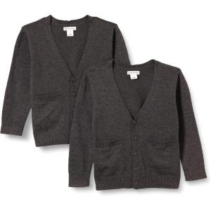 imageAmazon Essentials Unisex Kids and Toddlers Uniform Cotton Cardigan Sweaters Pack of 2Charcoal Heather