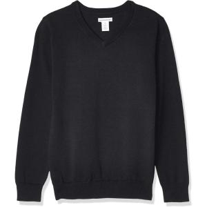 imageAmazon Essentials Unisex Kids and Toddlers Uniform Cotton VNeck SweaterBlack Heather