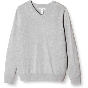 imageAmazon Essentials Unisex Kids and Toddlers Uniform Cotton VNeck SweaterLight Grey Heather