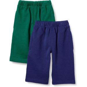 imageAmazon Essentials Unisex Toddlers and Babies French Terry Cotton Pants Pack of 2GreenNavy