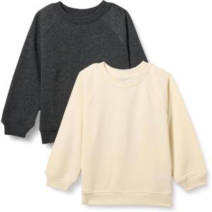 imageAmazon Essentials Unisex Toddlers and Babies French Terry Crewneck Sweatshirts Pack of 2BeigeCharcoal Grey Heather