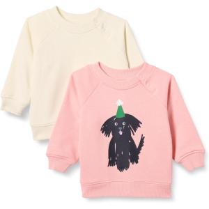 imageAmazon Essentials Unisex Toddlers and Babies French Terry Crewneck Sweatshirts Pack of 2BeigePeach Party Animals