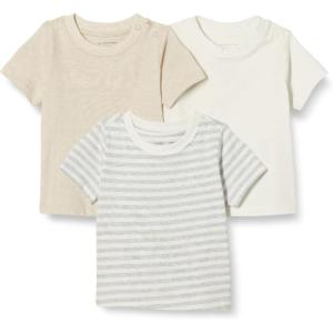 imageAmazon Essentials Unisex Toddlers and Babies Short Sleeve TShirts Pack of 3Oatmeal HeatherWhiteStripe
