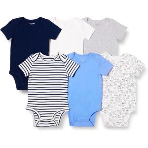imageAmazon Essentials Unisex Toddlers and Babies ShortSleeve Bodysuits MultipacksBlueDogs