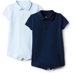 imageAmazon Essentials babyboys Short Sleeve RomperLight BlueNavy