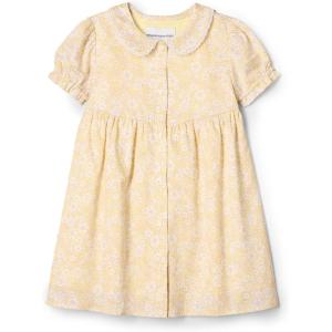 imageAmazon Essentials x Sofia Grainge Toddlers and Baby Girls Cotton Sateen Dress with CollarLight Yellow Ivory Delicate Floral