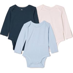 imageAmazon Essentials x Sofia Grainge Unisex Babies Long Sleeve Crew Neck Bodysuit Pack of 3Dark NavyIvoryLight Blue