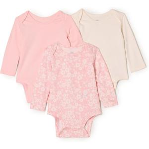 imageAmazon Essentials x Sofia Grainge Unisex Babies Long Sleeve Crew Neck Bodysuit Pack of 3Delicate FloralIvoryPink