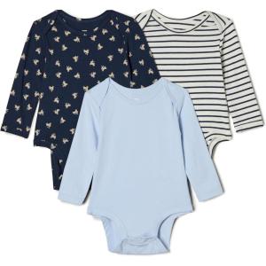 imageAmazon Essentials x Sofia Grainge Unisex Babies Long Sleeve Crew Neck Bodysuit Pack of 3Light BlueBunniesStripe