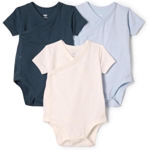 imageAmazon Essentials x Sofia Grainge Unisex Babies Side Snap Short Sleeve Bodysuit Pack of 3Dark NavyIvoryLight Blue