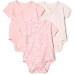 imageAmazon Essentials x Sofia Grainge Unisex Babies Side Snap Short Sleeve Bodysuit Pack of 3Delicate FloralIvoryPink