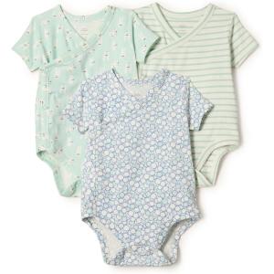 imageAmazon Essentials x Sofia Grainge Unisex Babies Side Snap Short Sleeve Bodysuit Pack of 3RabbitsRound TreesStripe