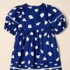 imageAmazon Essentials Girls and Toddlers 100 Cotton PuffSleeve Fit ampamp Flare DressNavy Abstract Dots